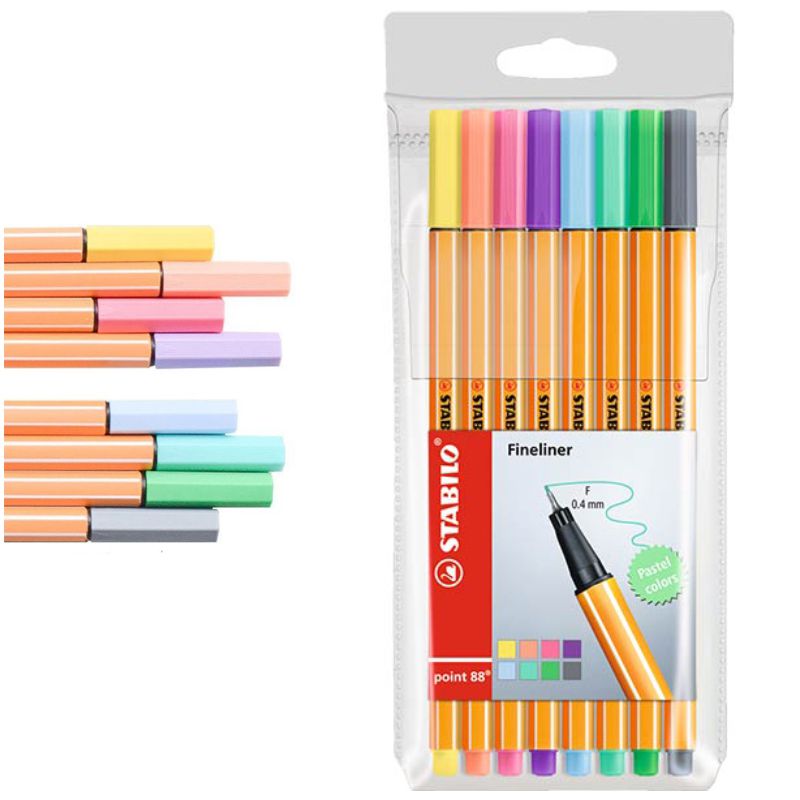 Pack 8 colores pastel, Rotuladores Stabilo Point 88 p. fina (copia